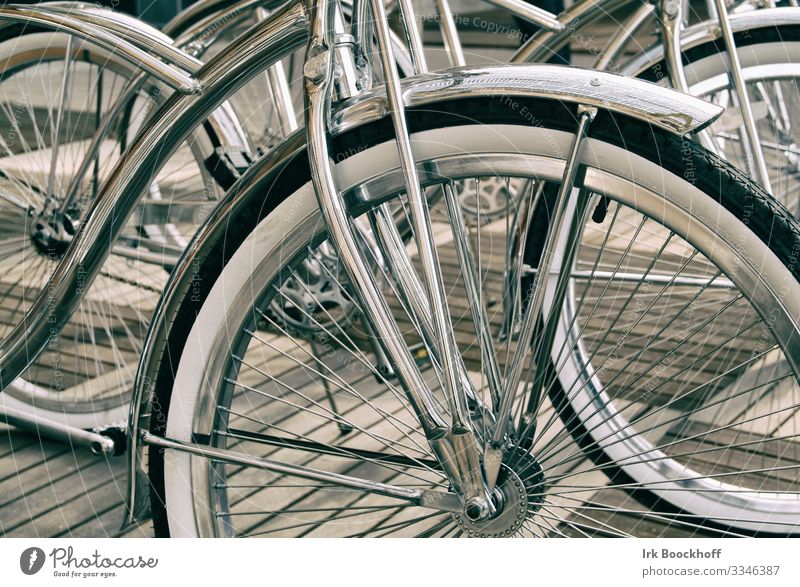 silver shiny bicycles in close-up Luxury Elegant Style Design Bicycle Metal Cool (slang) Athletic Pure Value Colour photo Exterior shot Deserted Reflection