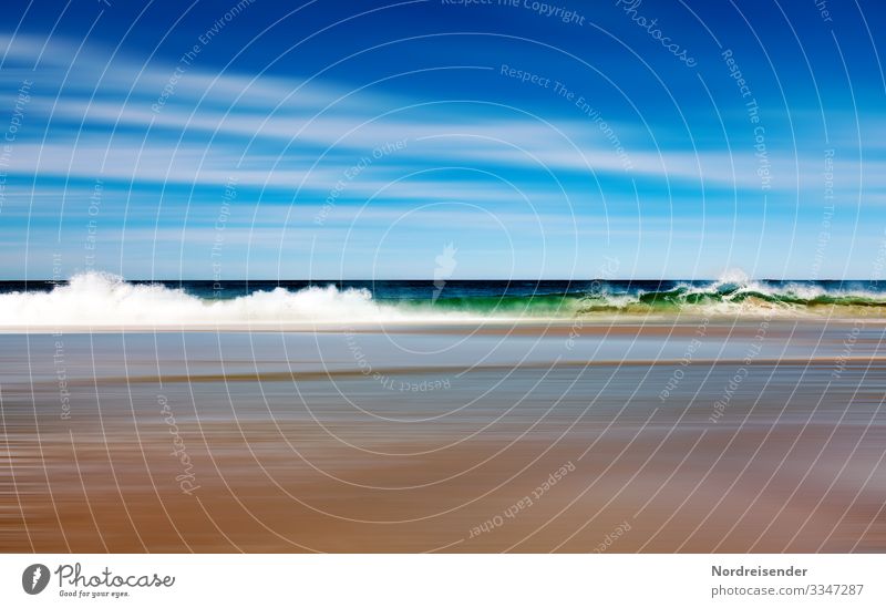 Daydream by the sea Baltic Sea Beach Waves Blur Ocean Sun Summer surreal White crest Wind Water vacation holidays Wild North Sea ocean Coast Maritime Poster