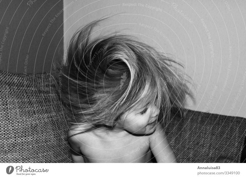 whirlwind Toddler Girl Head Hair and hairstyles 1 Human being 3 - 8 years Child Infancy Happiness Fresh Funny Speed Crazy Shake Rotate Black & white photo