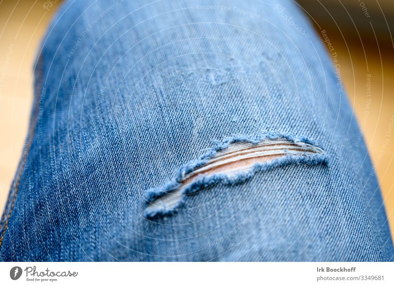 Tear in a jeans with leg Style Legs Fashion Jeans Cloth Eroticism Blue Shopping Crack & Rip & Tear Broken Colour photo Interior shot Copy Space top Day