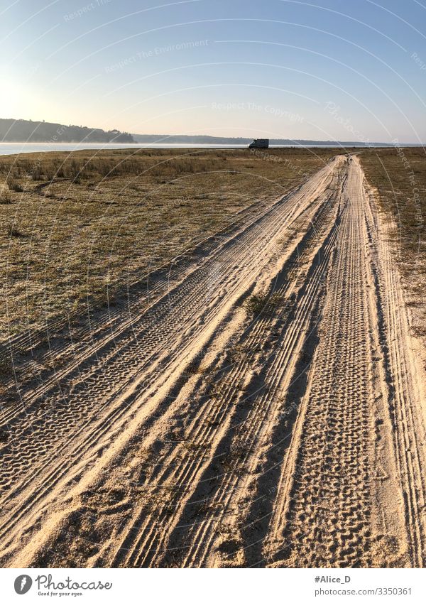 Sand road to the lake Vacation & Travel Adventure Freedom Camping Environment Nature Landscape Elements Earth Lakeside Lanes & trails Mobile home Authentic
