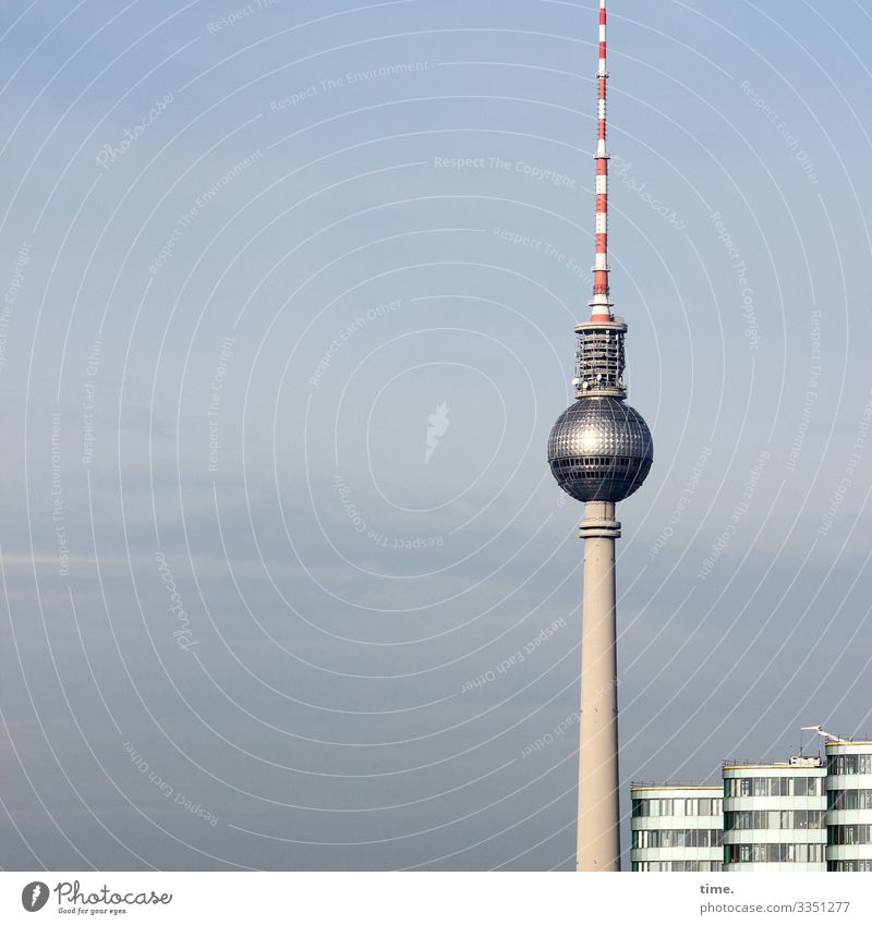 residents' meeting Berlin TV Tower Television tower Tall Sky telespargel Clouds communication built Architecture Capital city Facade reflection Sphere Sunlight