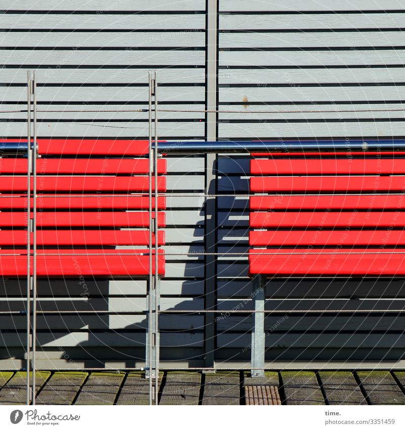 waiting for things to happen urban Venetian blinds Town Whimsical Facade perspective Gray Across Parallel level Inspiration Surface heel sunny shady Metal Red