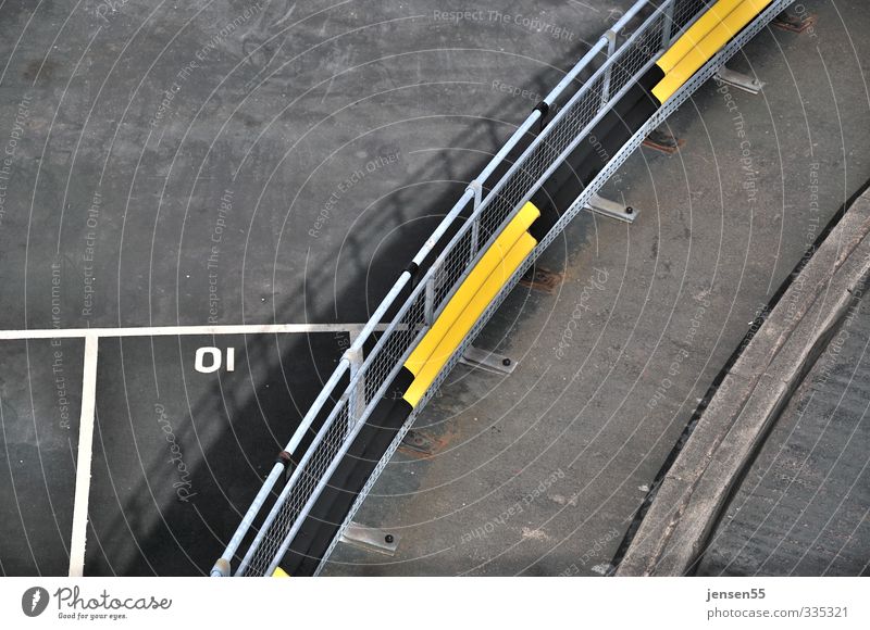 curve shadow Bridge Transport Traffic infrastructure Motoring Street Vehicle Car Yellow Gray Colour photo Exterior shot Deserted Copy Space left Day