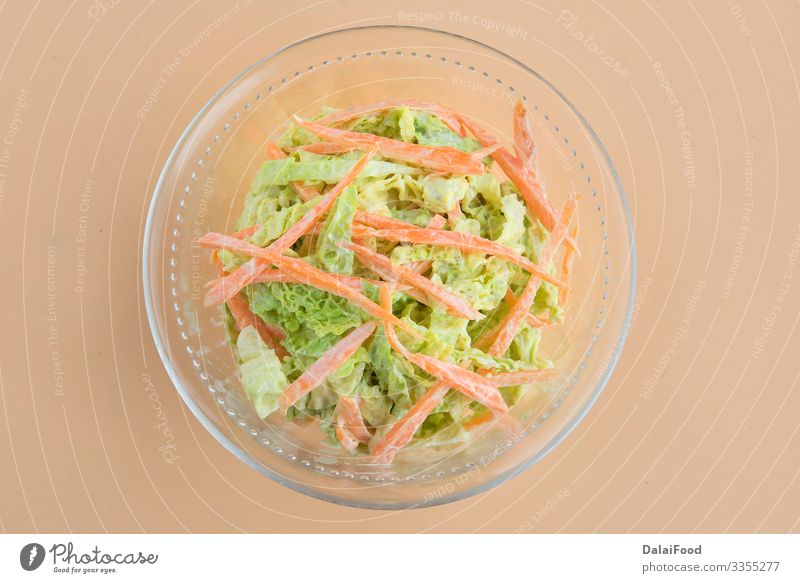 Coleslaw salad, coleslaw, carrot, mayonnaise and mustard Vegetable Lunch Dinner Vegetarian diet Diet Plate Bowl Fresh Delicious Green White Tradition Asia asian