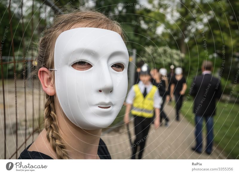 Girl with mask protesting. Lifestyle Design Leisure and hobbies Playing Education Adult Education Kindergarten Child School Work and employment Profession