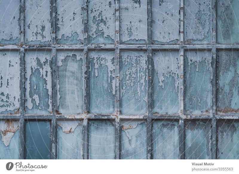 Old factory windows texture Design Factory Architecture Wood Dirty Blue Decline abandoned abandoned factory background exterior Grunge Industrial