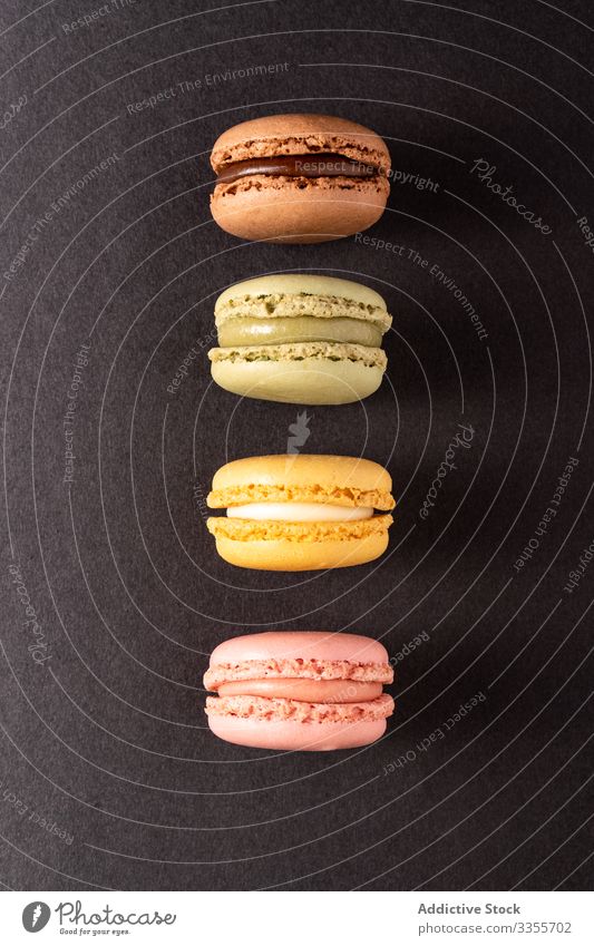 Fresh crunchy macaroons stack dessert colorful snack food biscuit sweet gourmet assorted pastry confection traditional delicious tasty yummy sugar cuisine