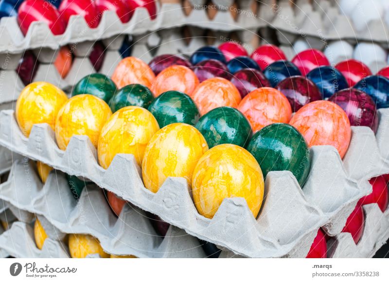 Colourful Easter eggs in a box Vegetable Eggs cardboard variegated Feasts & Celebrations Food Nutrition Stack Palett Farmer's market Sell Fresh Organic produce