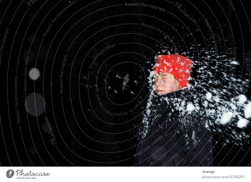 Ice Age | in your face Human being Boy (child) Body Head 1 Winter Snow Jacket Cap Snowball fight Playing Exceptional Funny Infancy Colour photo Exterior shot