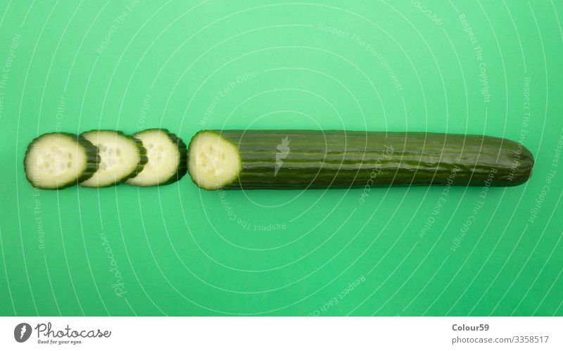 Fresh cucumber Lifestyle Nature Green Background picture Cucumber Cut cucumber slices Lettuce vegetarian Food Colour photo