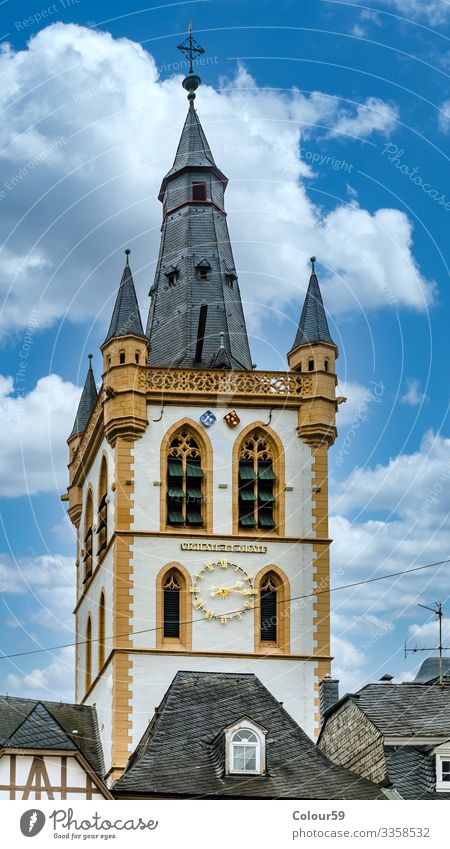 Tower of the St. Gangolf church Vacation & Travel Sightseeing Summer Church Dome Facade Air Traffic Control Tower Idyll moselle valley Trier Germany City Europe
