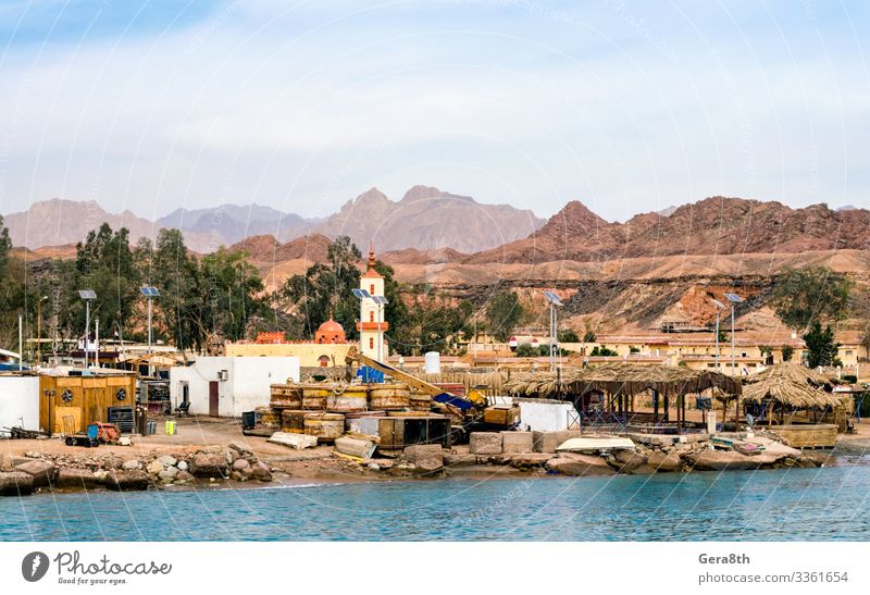 village slum port on the Red Sea in Egypt Vacation & Travel Tourism Trip Beach Ocean Mountain House (Residential Structure) Technology Nature Landscape Sky