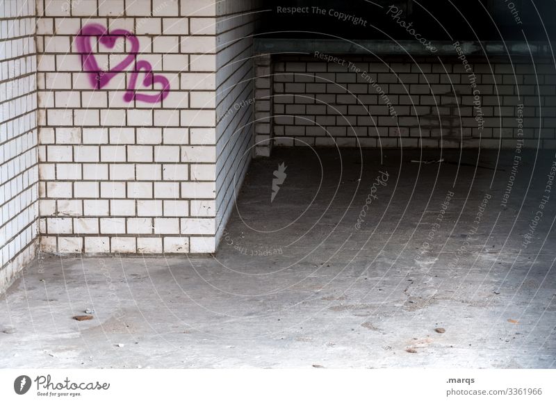 Two hearts Heart Symbols and metaphors Love Valentine's Day Brick wall Gray Loneliness Empty unfinished Romance