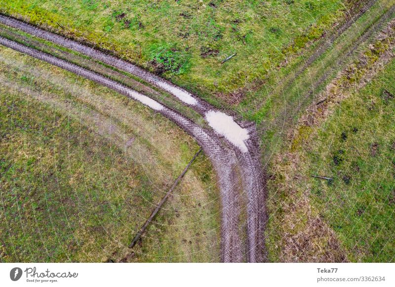 #Field path winter from above Environment Nature Landscape Earth Esthetic Agriculture Farmer Tractor Bird's-eye view Colour photo Subdued colour Exterior shot