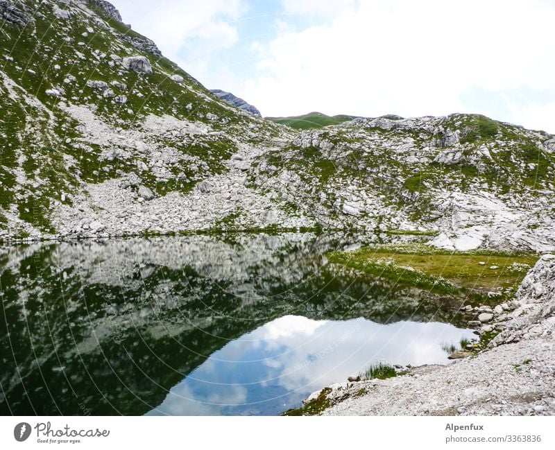 mountain lake Mountain Lake Reflection in the water Alps Water Nature Exterior shot Landscape Deserted Beautiful weather Summer Day Colour photo Sky Rock
