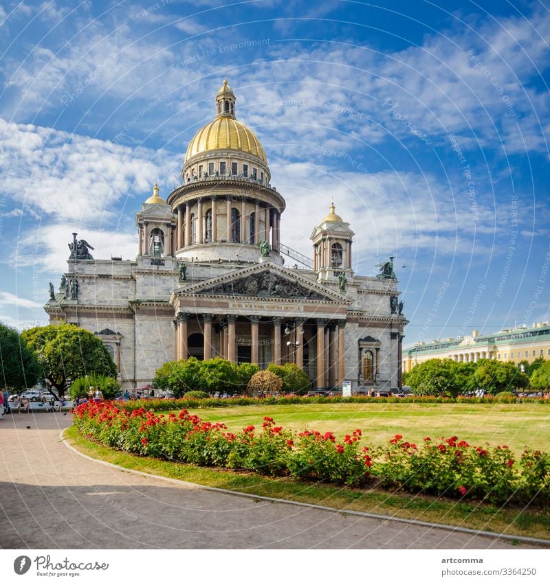 St. Isaac's Cathedral in St. Petersburg, Russia architecture blue building cathedral church city colonnade culture day famous flower gray green history isaac