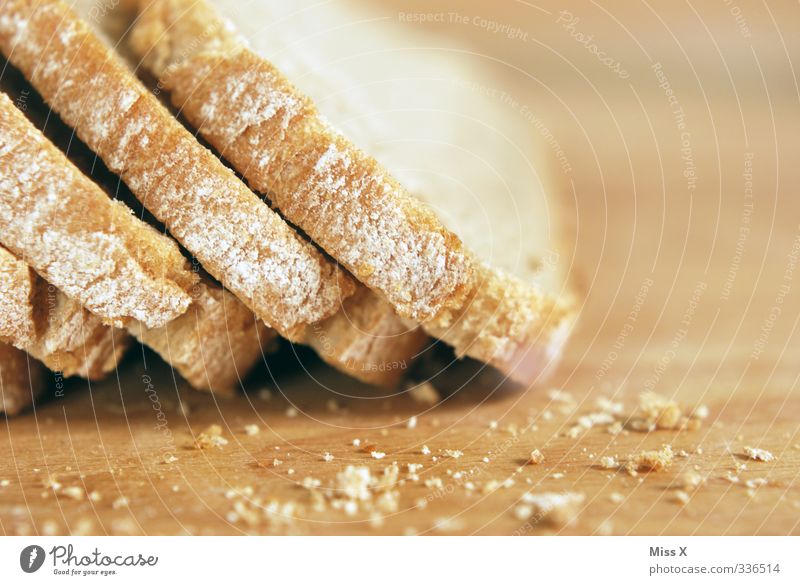 bread Food Dough Baked goods Bread Nutrition Dinner Fresh Delicious Slice of bread Crumbs Colour photo Close-up Deserted Copy Space right Shallow depth of field
