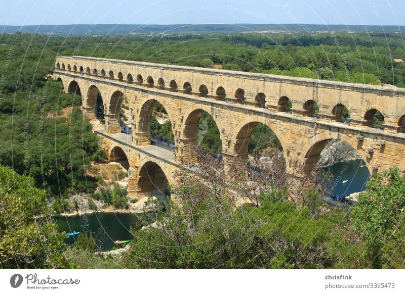 Pont du Gard Exterior shot Multicoloured Rome France Provence Colour photo Ancient Aqueduct Roman aqueduct Esthetic Rock River Bridge Swimming & Bathing