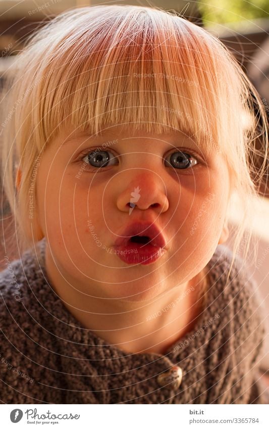 OHHHH Child girl pout Grimace facial expression Joy Face Funny Looking Sweet Mouth portrait Infancy Brash Playing Parenting Facial expression Happiness Cute