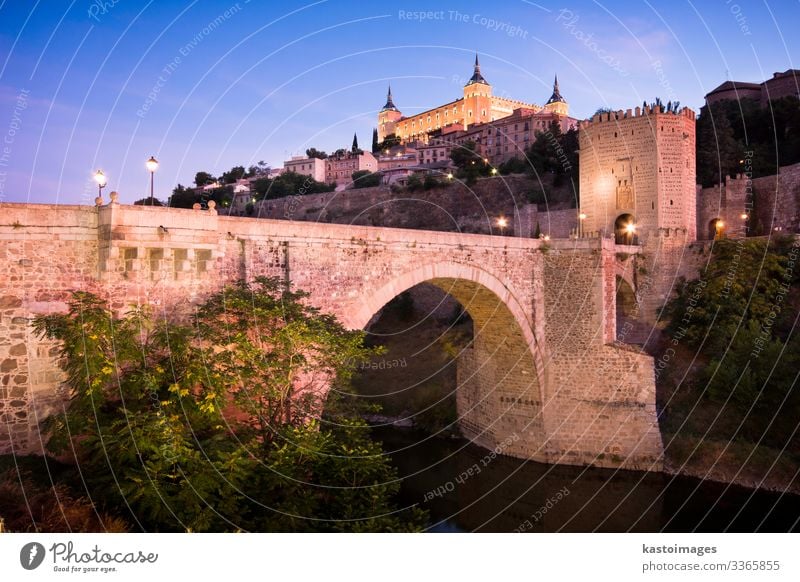 Cityscape of Toledo Vacation & Travel Tourism Landscape Earth Sky Tree Hill River Town Palace Castle Bridge Building Architecture Facade Stone Old Bright