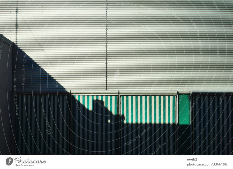 Behind the lines Facade Drape Slat blinds Cloth Metal Town Green Orderliness Modest Protection Safety Objectivity Impersonal Demanding Parallel Line