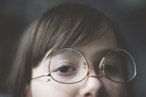 upside down (1) Girl Youth (Young adults) Young woman teenager Face Eyes Nose Eyeglasses Looking Bangs Hair and hairstyles