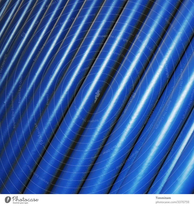 Tubes (inside) - blue reeds Metal Blue Glittering Shadow Interior shot Close-up Deserted Colour photo Light