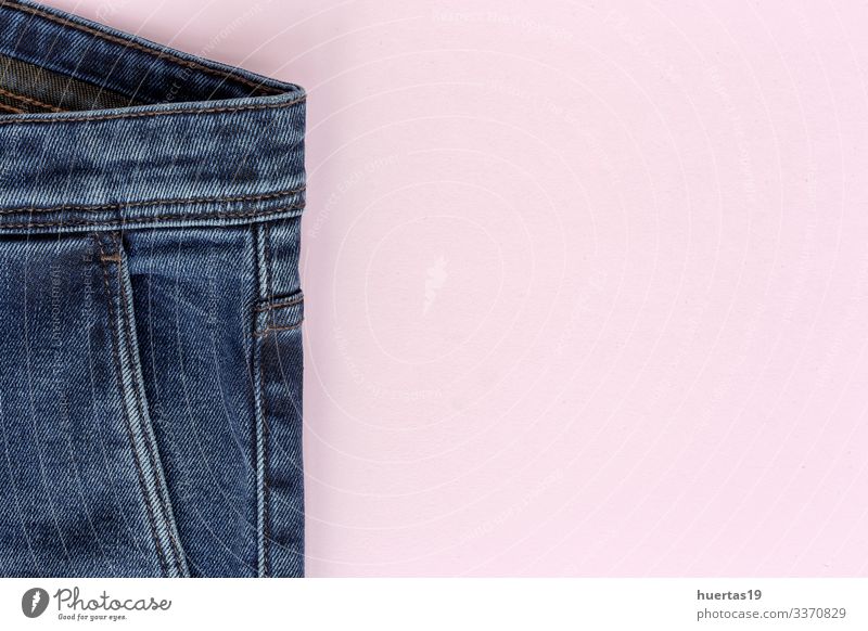 Details of blue jeans in zipper, pockets Lifestyle Elegant Style Design Industry Fashion Clothing Pants Jeans Blue Pink Buttons zippers eyelets Handkerchief