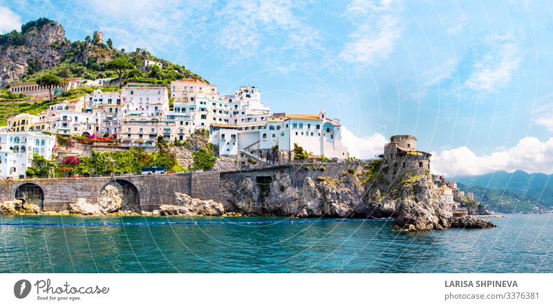 Panoramic of Amalfi, Campania, Italy. Vacation & Travel Tourism Summer Beach Ocean Island Mountain House (Residential Structure) Nature Landscape Hill Coast