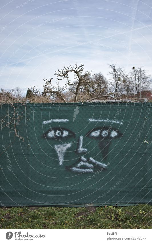 When the tree is upside down Graffiti Fence Face Drawing combination Point of view allotment Abstract