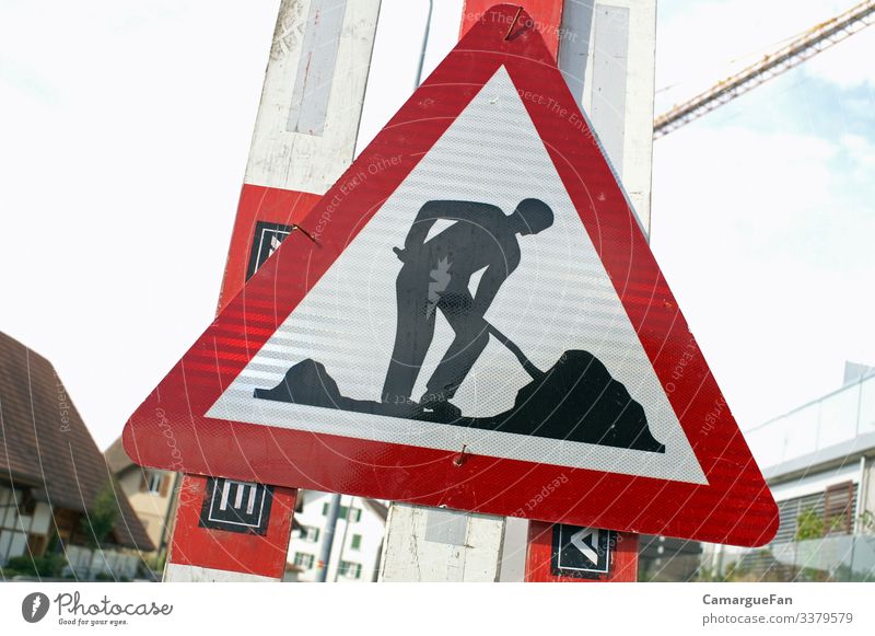 work Village Transport Road traffic Signs and labeling Road sign Effort Working man Work and employment everyday life roadman Colour photo Exterior shot