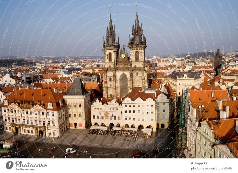 Old Town in City of Prague in Czechia above architecture baroque building capital cathedral center church city cityscape culture czech destination europe famous