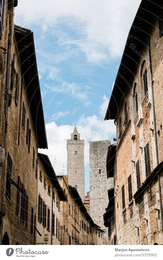 Vacation & Travel Tourism Trip Sightseeing City trip Architecture San Gimignano Tuscany Italy Europe Old town Castle Tower Building Tourist Attraction Looking