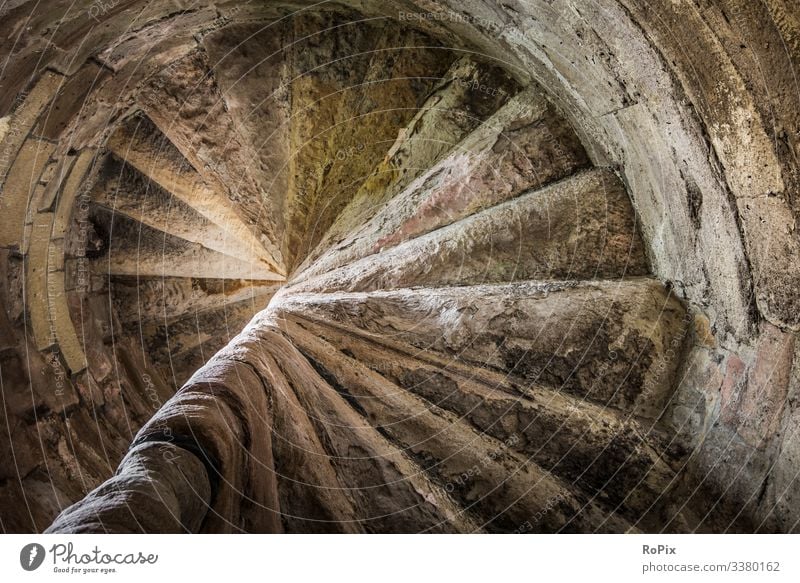 Spiral staircase in a medieval castle. Lifestyle Style Wellness Senses Relaxation Vacation & Travel Tourism Sightseeing City trip Living or residing Art