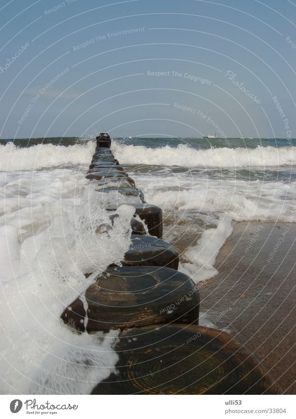 foaming sea Baltic Sea Beach Wind Waves Water Ocean Wind speed Break water Foam Summer ocean waves