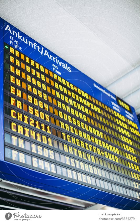 Arrival airport display Airport Nuremberg arrivals hall landing vacation Return Digital Display