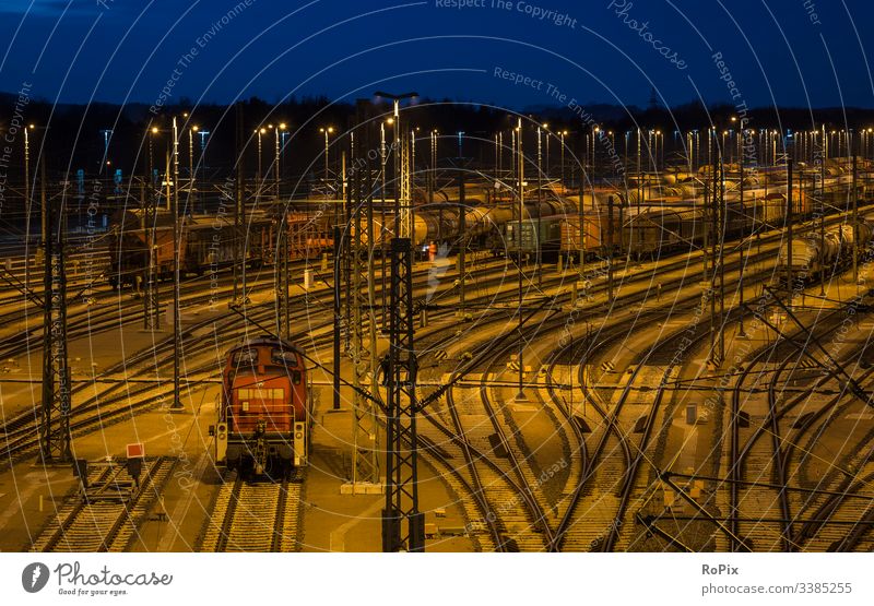 Railway switchyard at night. cooling fan compressor wheel old concrete blower supercharger production industry iron steel steelworks lost place metal water