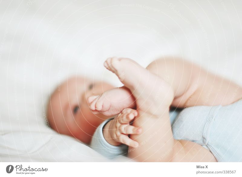 little feet Human being Baby Infancy Life 1 0 - 12 months Playing Small Cute Crib Feet Colour photo Close-up Copy Space top Shallow depth of field Full-length