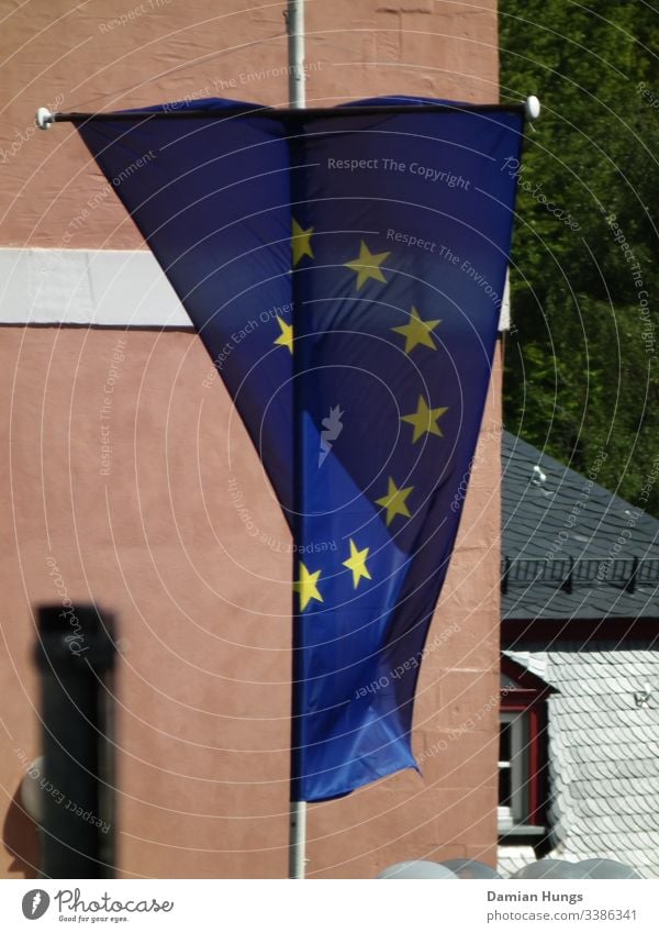 European flag European flag; Europe; Flag; Flag Part of a building Blue Star (Symbol) Landmark Cloth Wrinkles Symbols and metaphors Yellow Exterior shot