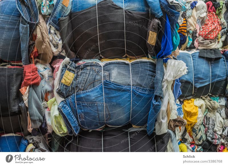 Bales of used textiles, especially jeans as background image - a Royalty  Free Stock Photo from Photocase