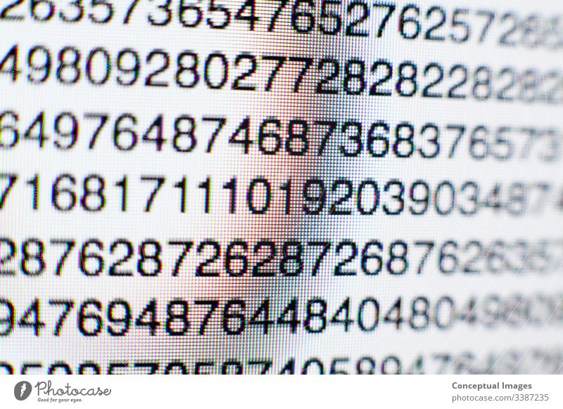 Numbers on a computer screen close up computer monitor data device screen digital display ideas number science technology text web digital display