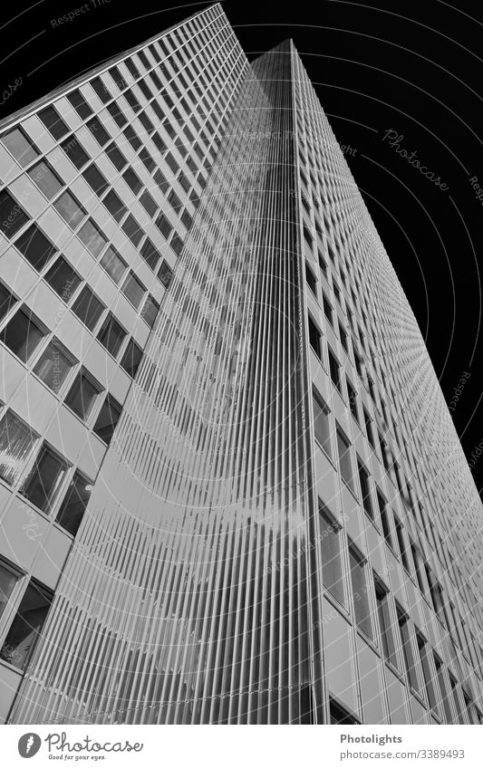 High-rise building black and white Black White Gray Architecture Building Exterior shot Deserted Facade Window Modern Manmade structures Worm's-eye view