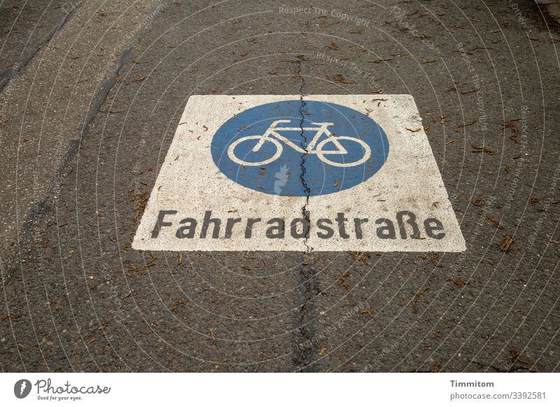 bicycle road Bicycle Cycling Transport Town mark Pictogram Asphalt Colour Traffic infrastructure Letters (alphabet) Lettering Street