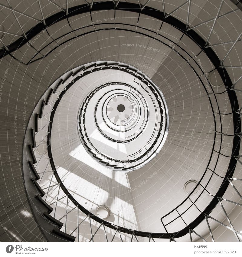 Spiral stairs with dizziness Vertigo Curve Circular Deserted Lighthouse Staircase (Hallway) House (Residential Structure) abstract pattern Architectural summary
