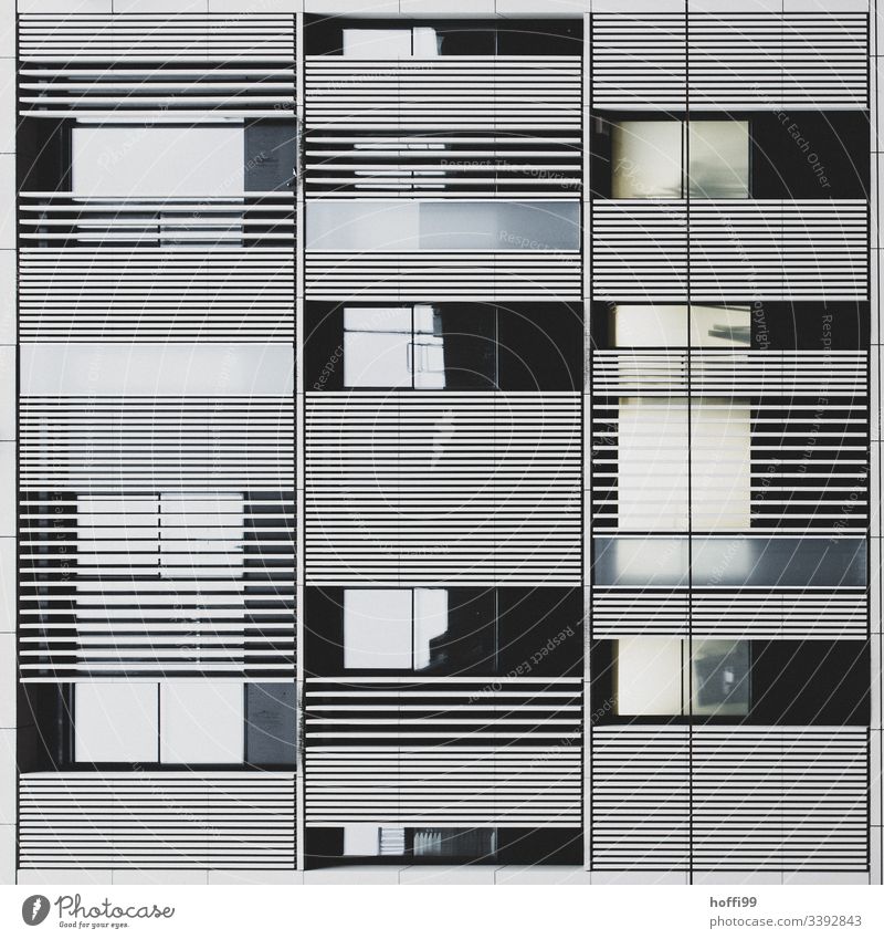 abstract facade with reflecting windows High-rise Bank building Window Facade Building Esthetic Symmetry Surrealism Abstract Light Stagnating Pure