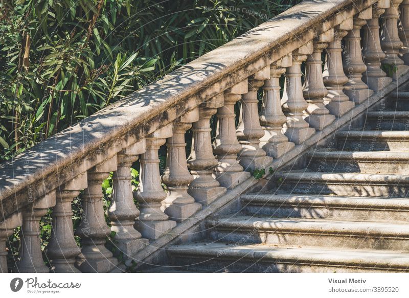 Stone balustrade in neoclassical style color stairs architecture architectural architectonic abstract outdoor exterior outdoors stone neoclassical balustrade