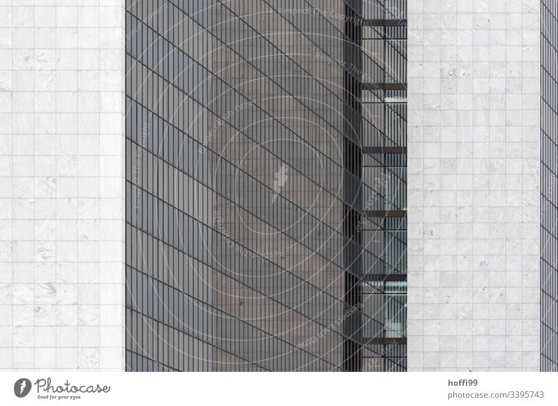 abstract facade High-rise Bank building Window Facade Building Esthetic Symmetry Surrealism Abstract Light Stagnating Pure Financial Industry Arrangement Tall