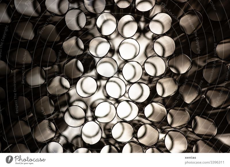 View through drinking straws Drinking straws Bright Light Structures and shapes Shadow Detail Abstract macro shot Round Pattern pipes reeds Contrast conceit