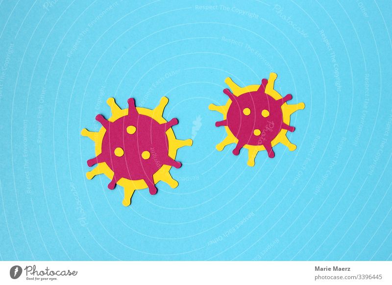 Corona viruses | paper illustration of two viruses on a light blue background Bacterium Infection flu Settings pathogenic Illness Healthy medicine Epidemic
